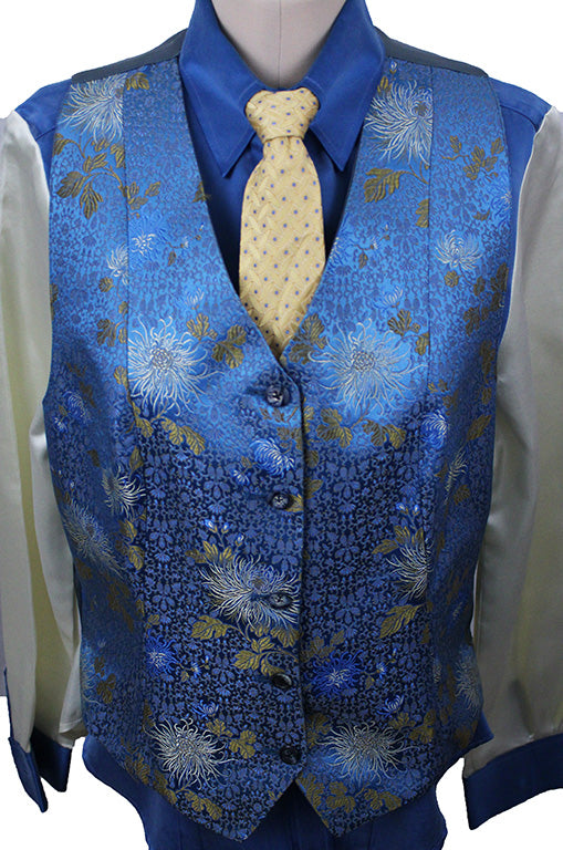 Shirt/Vest Combination Frierson Aqua and Gold Brocade – Dressed by Midwest