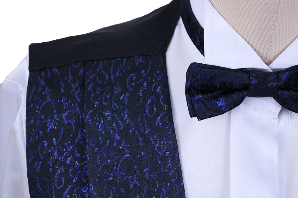 BRAND NEW! Formal Vest Frierson Black and Sapphire Paisley Brocade