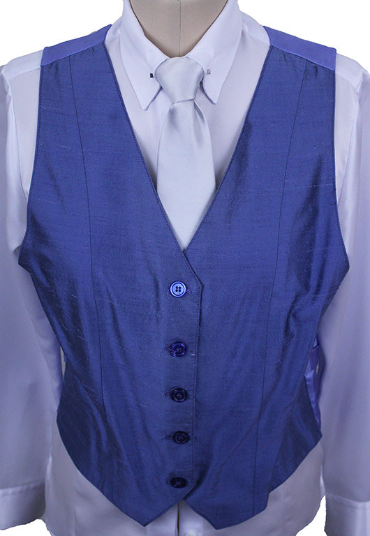 Vest Periwinkle Blue Duponi Silk