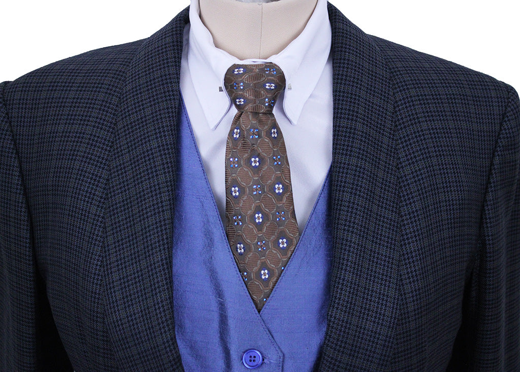 Day Coat Carl Meyer Navy with Sage and Gold Houndstooth