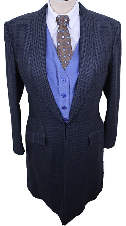 Day Coat Carl Meyer Navy with Sage and Gold Houndstooth