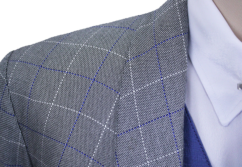 Day Coat Carl Meyers Silver with Royal Blue and White