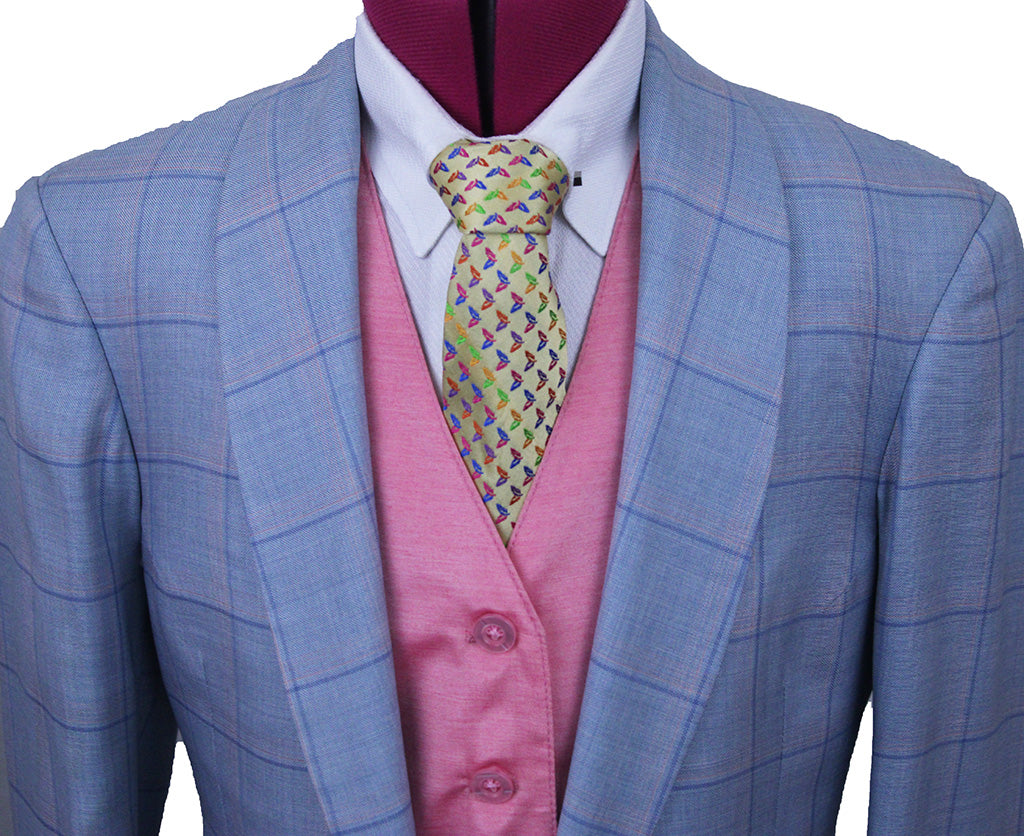 Day Coat DeRegnaucourt Light Blue with Pink and Blue Windowpane