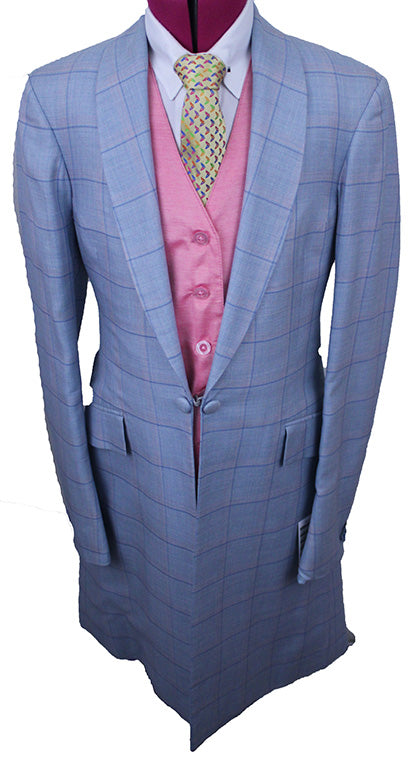 Day Coat DeRegnaucourt Light Blue with Pink and Blue Windowpane