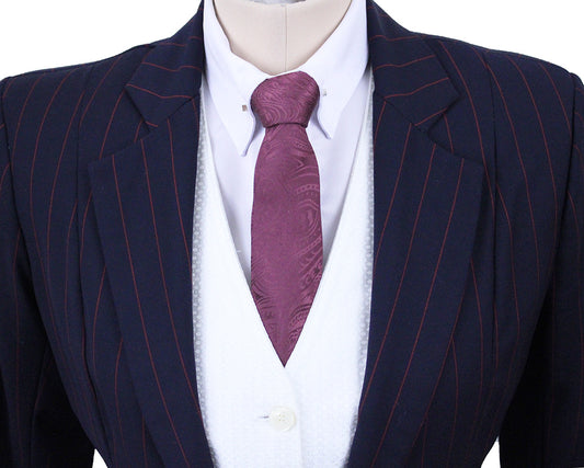 Day Suit Sophistigaited Fashions Navy with Red Pinstripe