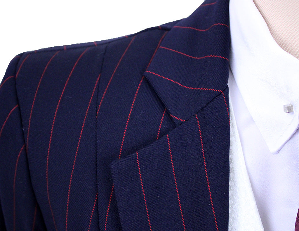 Day Suit Sophistigaited Fashions Navy with Red Pinstripe