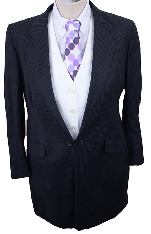 Day Suit Saddleseat Connection Black with Purple and Silver Pinstripe