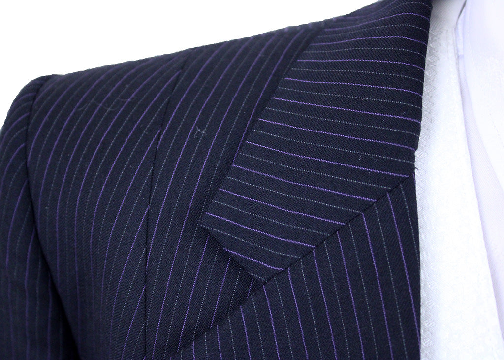 Day Suit Saddleseat Connection Black with Purple and Silver Pinstripe