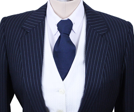 Day Suit Show Season Navy and Slate Thin Shadow Stripe