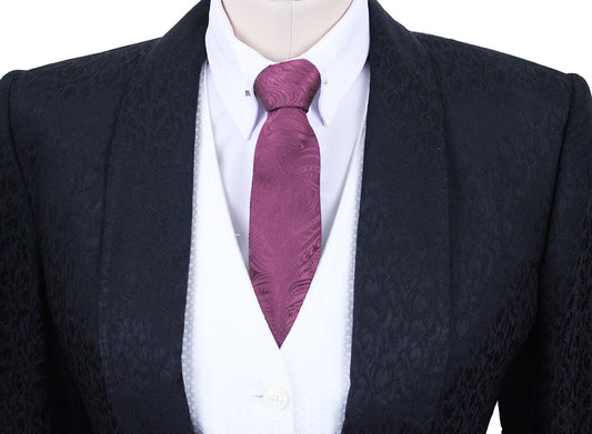 Day Coat Becker Brothers Black Paisley Tone-on-Tone Sheen