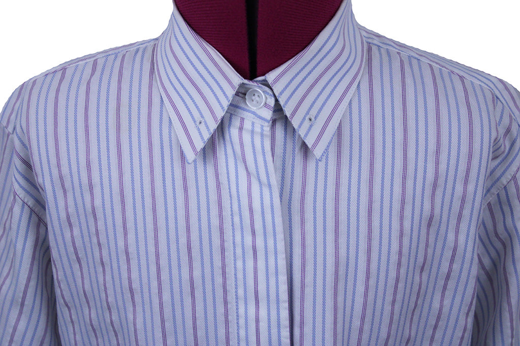 Shirt Marsha DeArriaga Blue and Purple Pinstripe