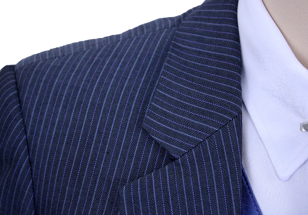Day Suit DeRegnaucourt Slate Blue with Ice Blue Pinstripe