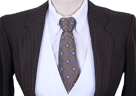 Day Suit DeRegnaucourt Chocolate Brown Shadow Stripe Sheen with TWO JODS