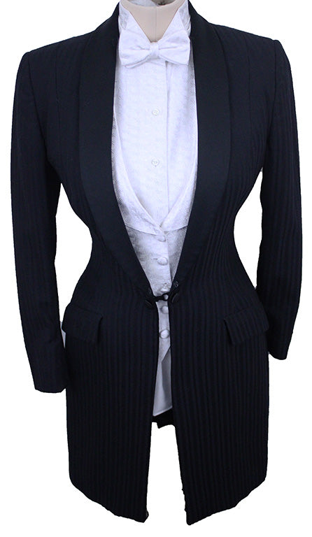 Formal Custom Black Shadow Stripe and Herringbone Sheen