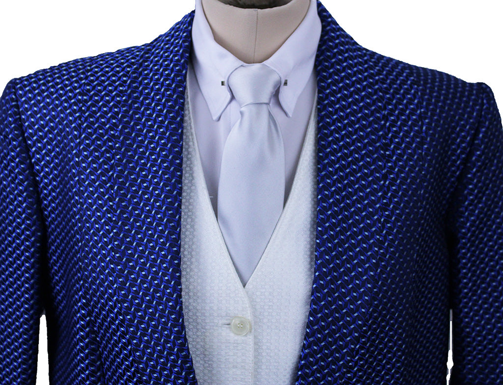 Day Coat Frierson Sapphire Blue with Black and Silver Geometric