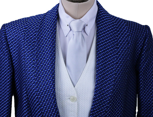 Day Coat Frierson Sapphire Blue with Black and Silver Geometric