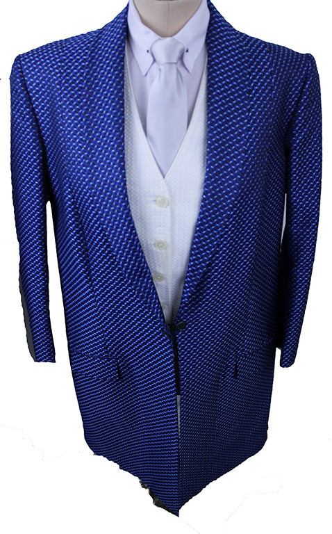 Day Coat Frierson Sapphire Blue with Black and Silver Geometric