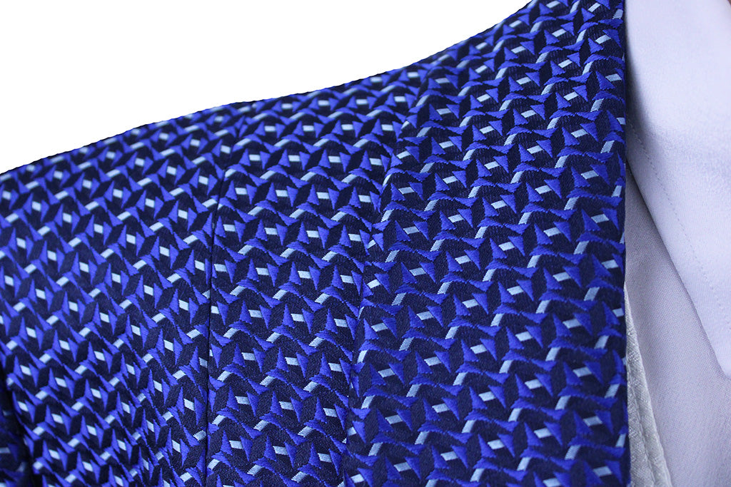 Day Coat Frierson Sapphire Blue with Black and Silver Geometric