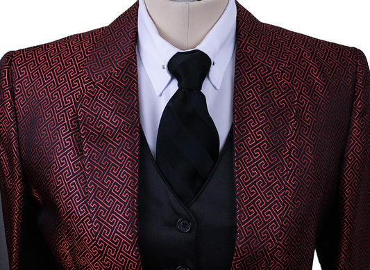 Day Coat Show Season Red and Black Geometric