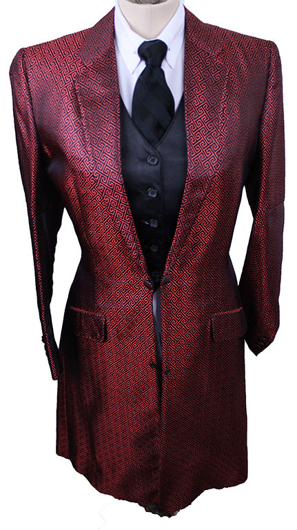 Day Coat Show Season Red and Black Geometric