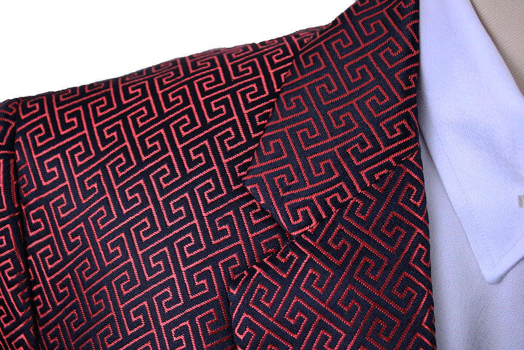 Day Coat Show Season Red and Black Geometric