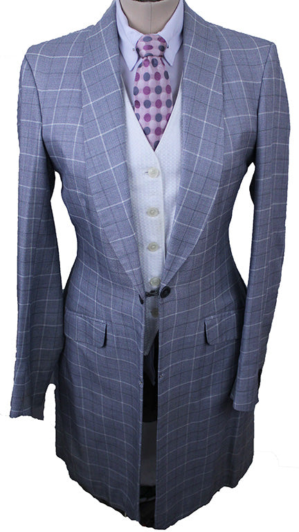 Day Coat Becker Brothers Silver with White and Grey Windowpane