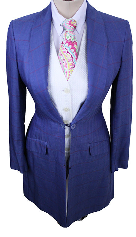 Day Coat Becker Brothers Bright Blue with Red and Pink Windowpane