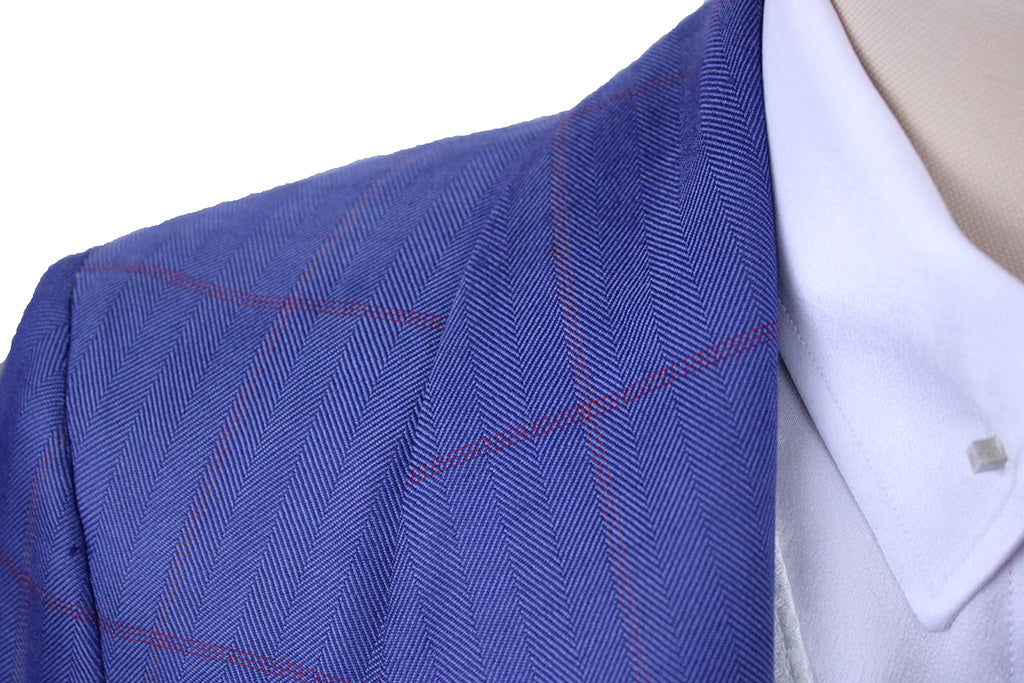 Day Coat Becker Brothers Bright Blue with Red and Pink Windowpane