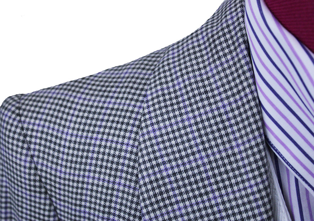 Day Coat Becker Brothers Silver and Purple Glenplaid