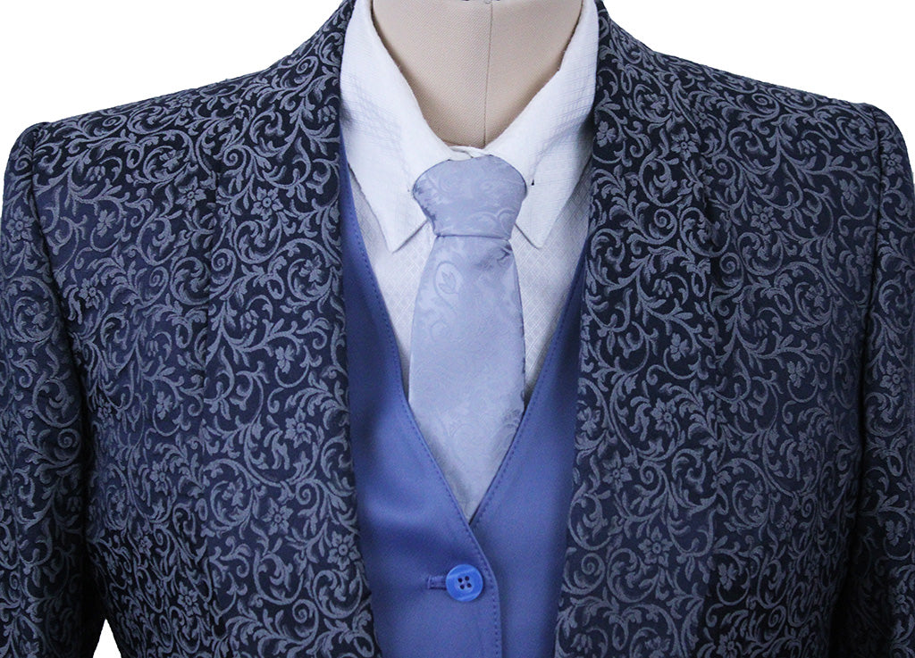 Day Coat Becker Brothers Navy and Silver Paisley