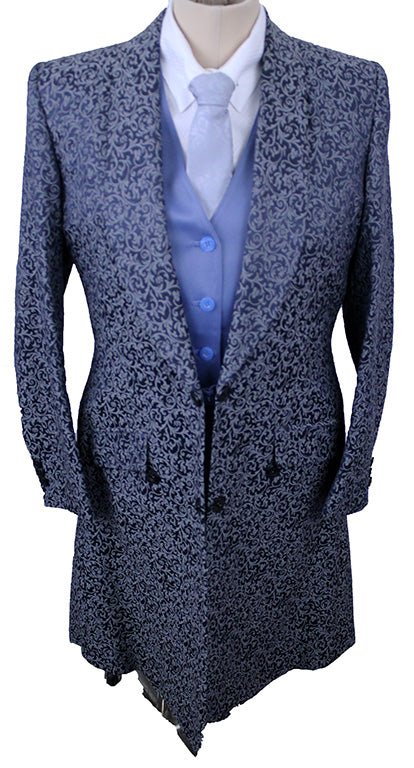 Day Coat Becker Brothers Navy and Silver Paisley