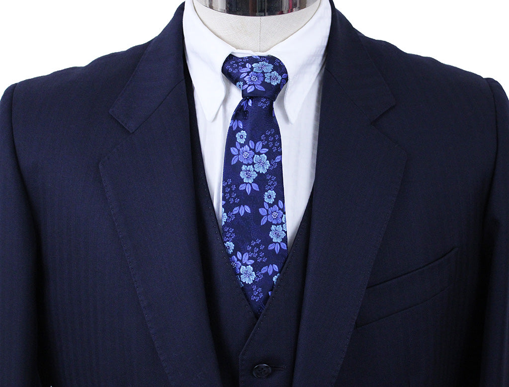 Men's Suit LeCheval Navy Herringbone with TWO JODS