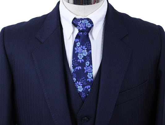 Men's Suit LeCheval Navy Herringbone with TWO JODS