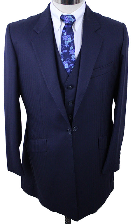 Men's Suit LeCheval Navy Herringbone with TWO JODS