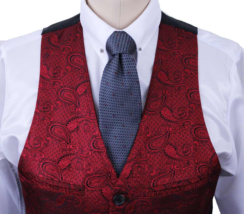 Men's Vest Becker Brothers Red and Black Paisley