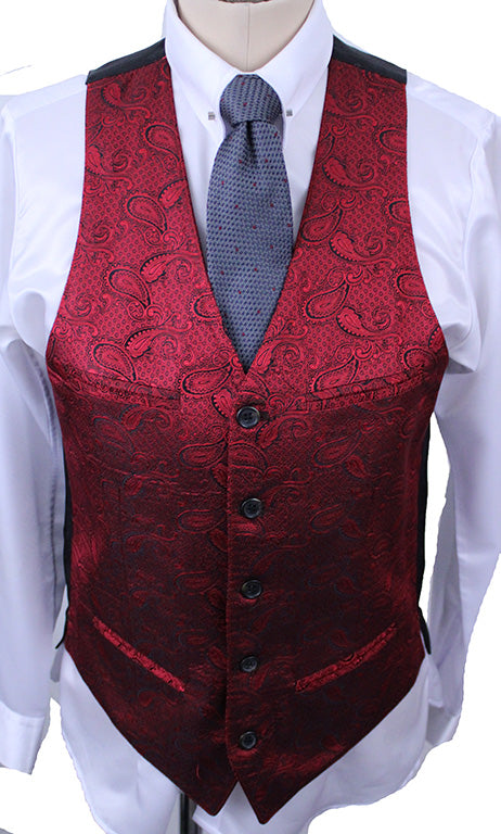 Men's Vest Becker Brothers Red and Black Paisley