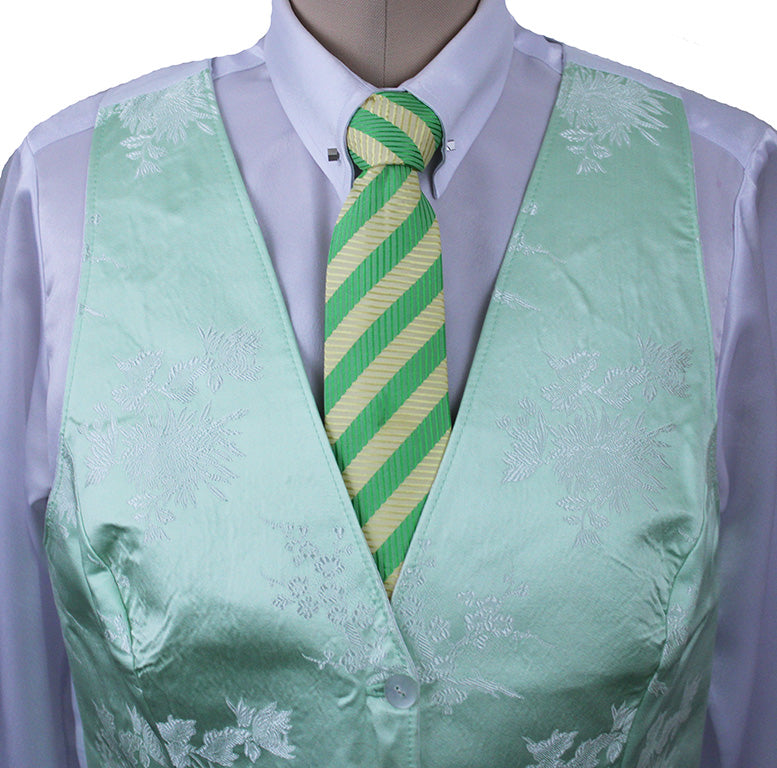 Vest Custom Mint Floral Brocade