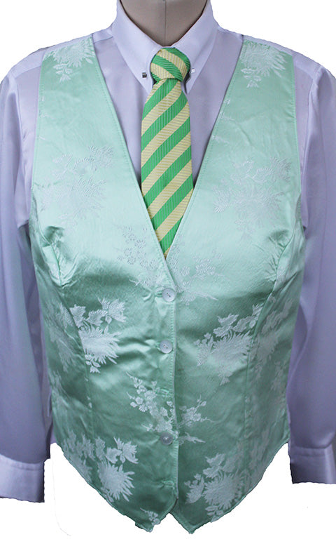 Vest Custom Mint Floral Brocade