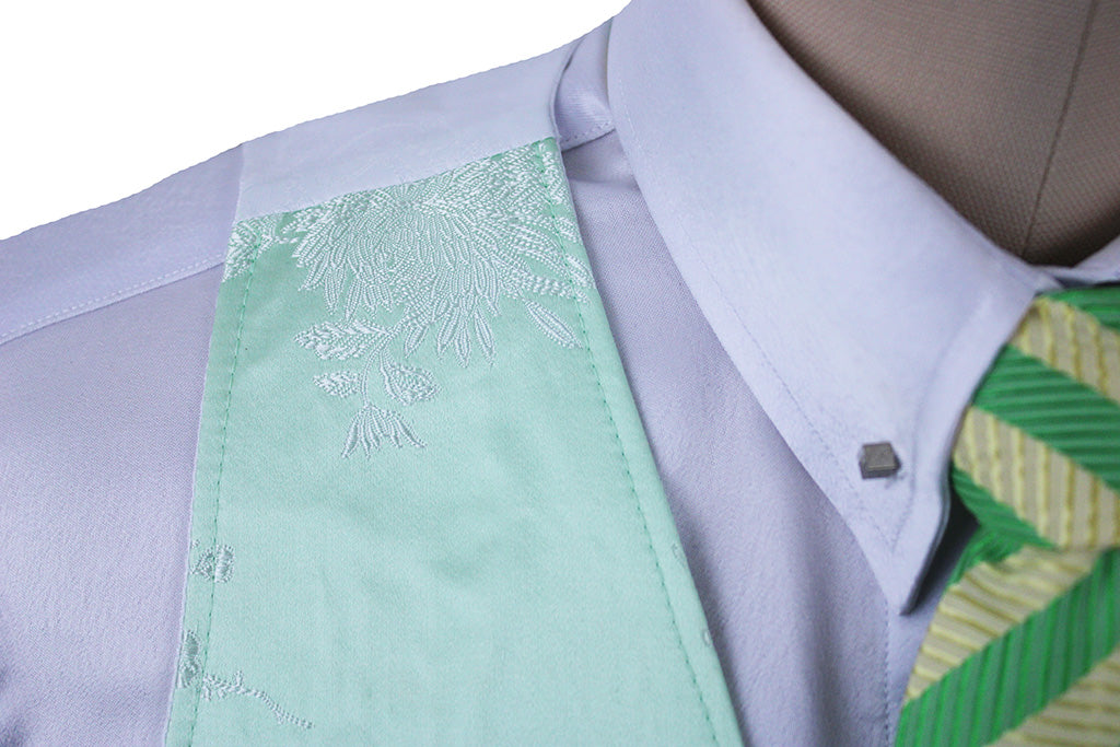 Vest Custom Mint Floral Brocade