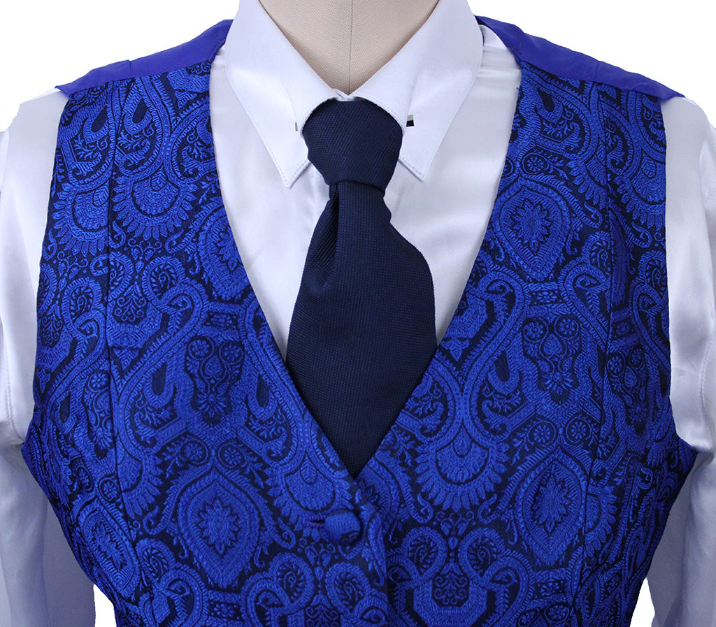 Vest Marsha DeArriaga Black and Sapphire Paisley