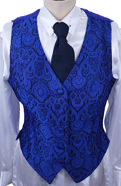 Vest Marsha DeArriaga Black and Sapphire Paisley