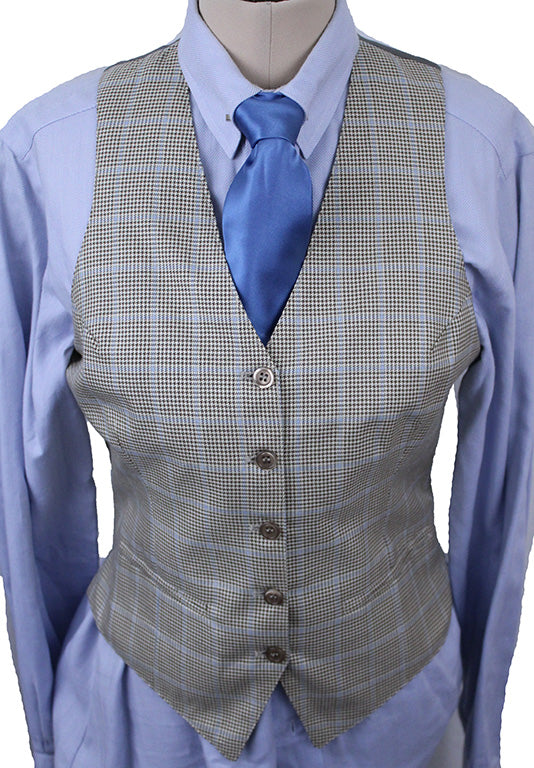 Vest Carl Meyers Tan Houndstooth with Blue Windowpane