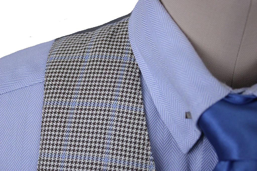 Vest Carl Meyers Tan Houndstooth with Blue Windowpane