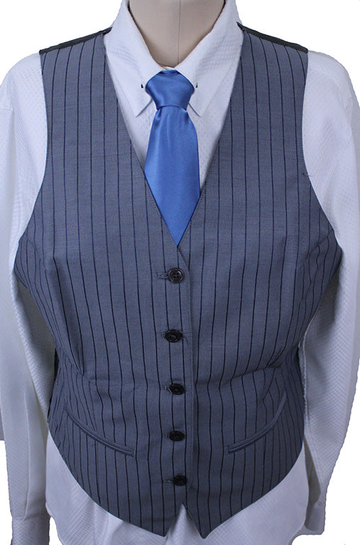 Vest Becker Brothers Silver with Navy Pinstripe