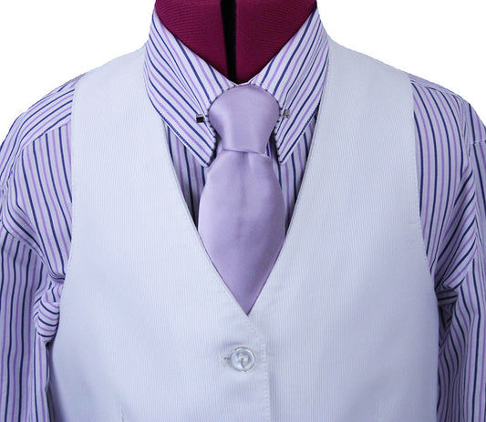 Vest Becker Brothers White Thin Shadow Stripe Sheen