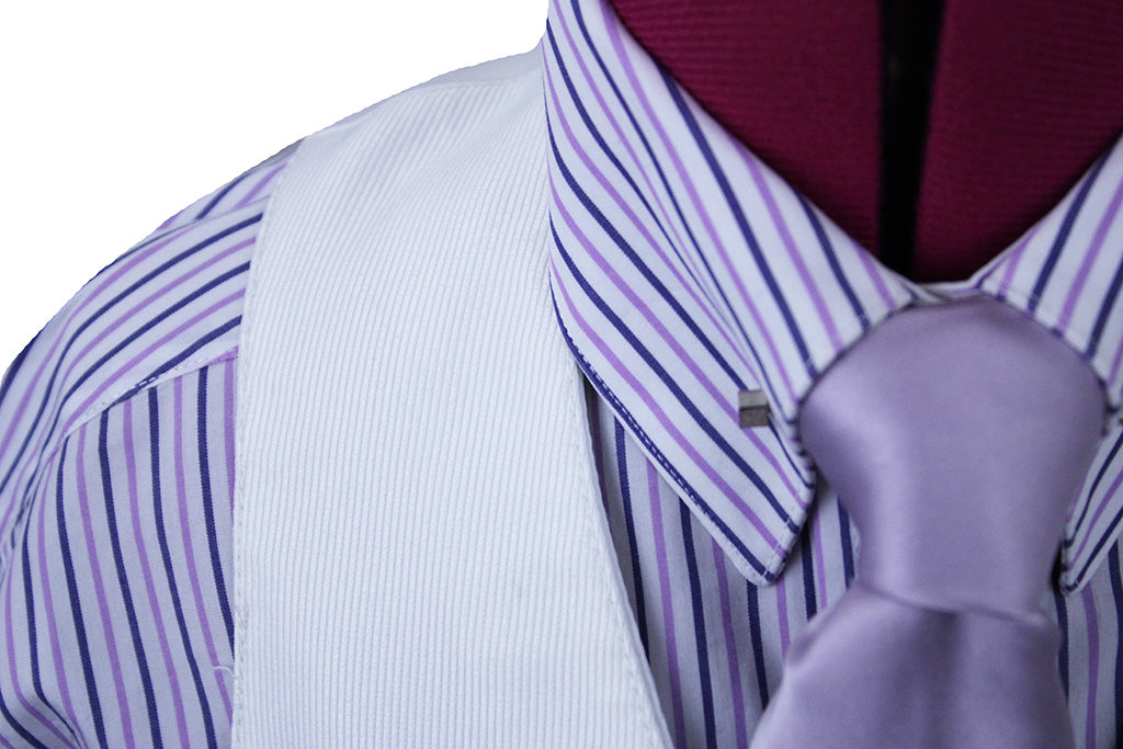 Vest Becker Brothers White Thin Shadow Stripe Sheen