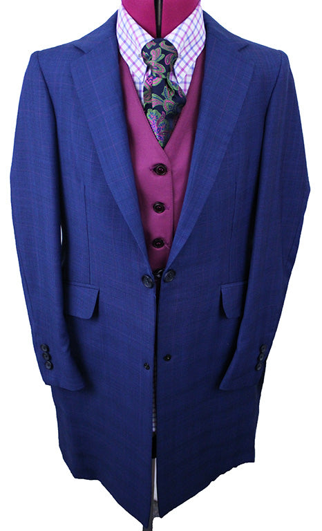 Day Suit Becker Brothers Bright Navy Glenplaid with Berry Windowpane