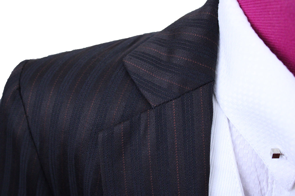 Day Suit Frierson Brown with Black Shadow Stripe and Rust Pinstripe