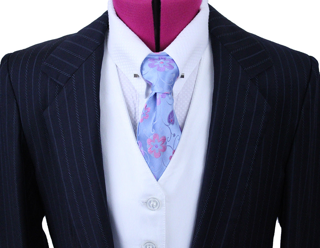 Day Suit Marsha DeArriaga Navy Blue with Light Blue Pin/Dot Stripe