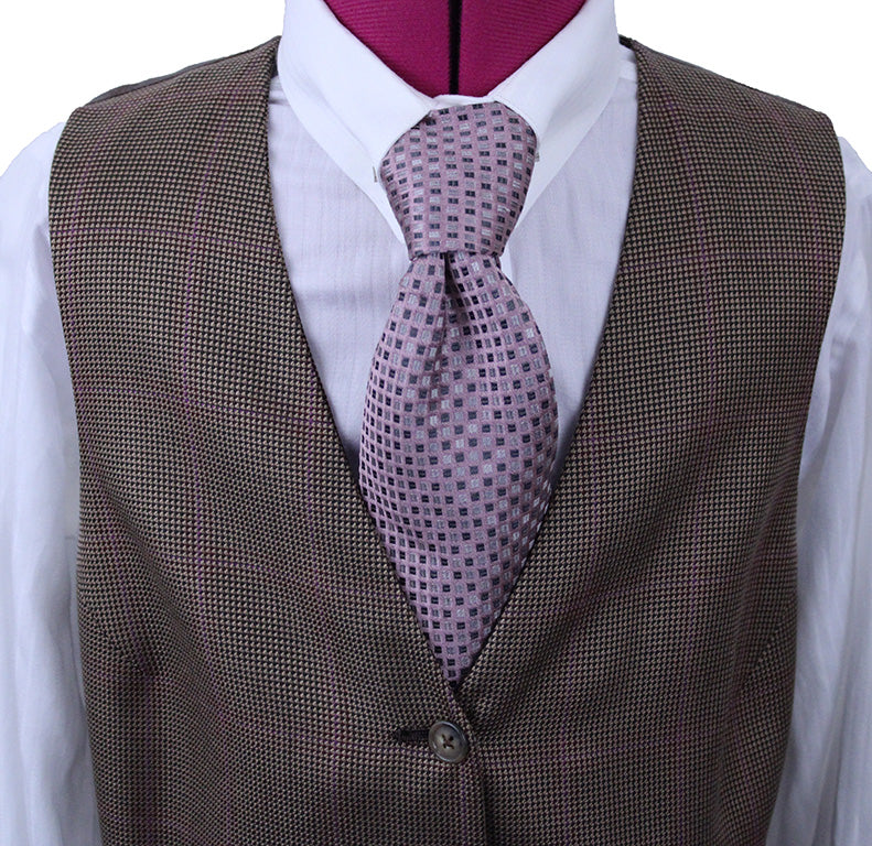 Vest LeCheval Brown with Rose Windowpane